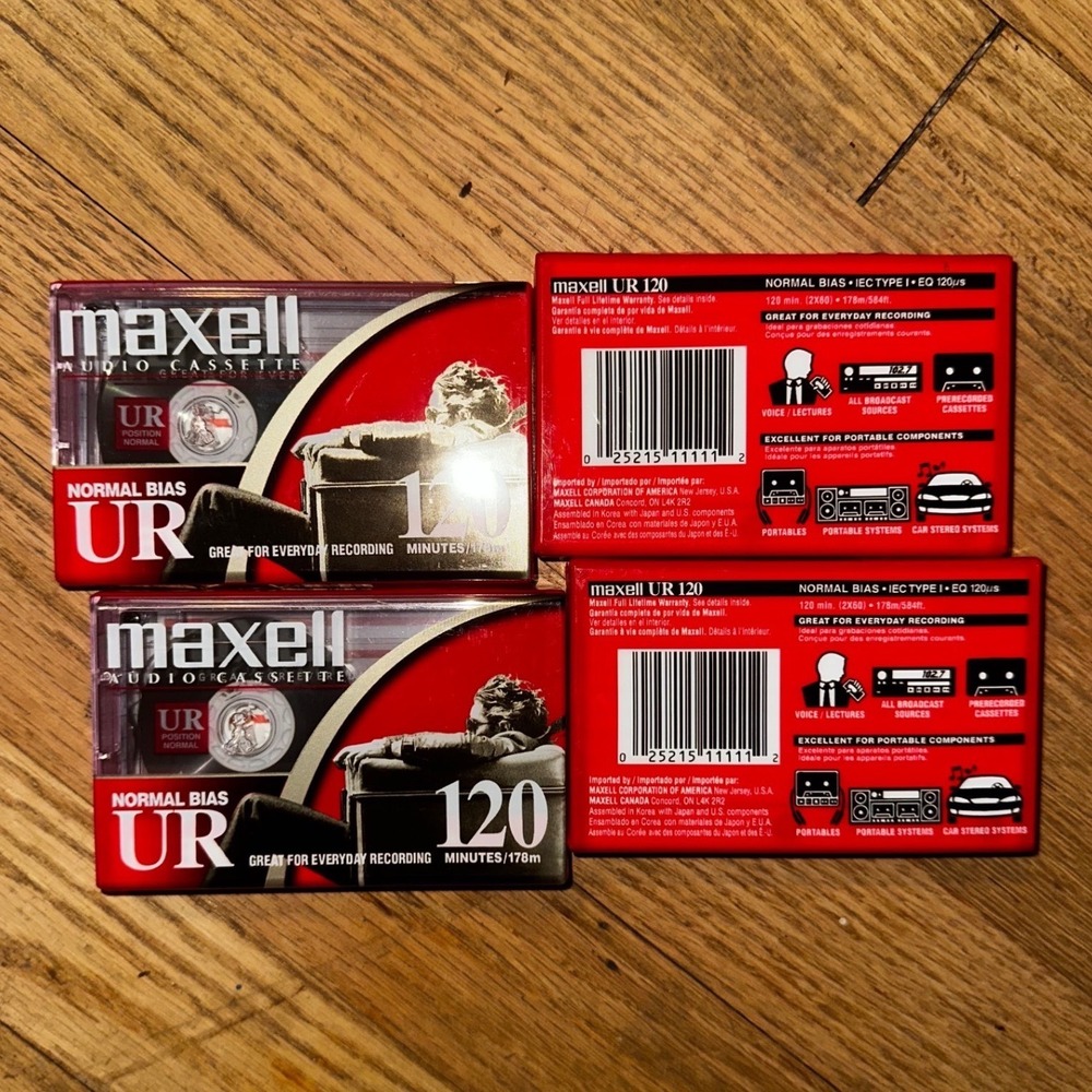 Maxell UR 120 Blank Audio Cassette Tapes 4-Pack Normal Bias Type I Sealed New
